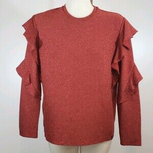 SCOTCH & SODA Metallic Ruffle Long Sleeve Top size S